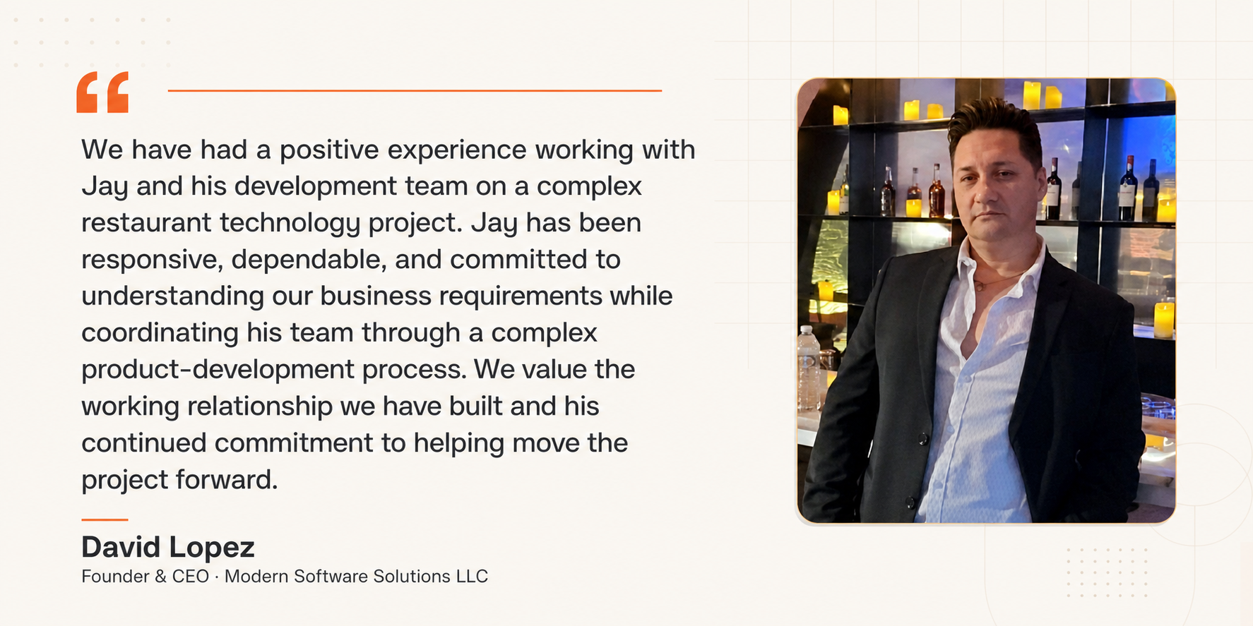 David Lopez testimonial about the PAX A920 Pro POS project.